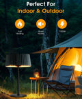 Electric Outdoor Infrared Heater 1500W For Indoor And Outdoor Patio Use IP55 Waterproof next to a tent in garden setup
