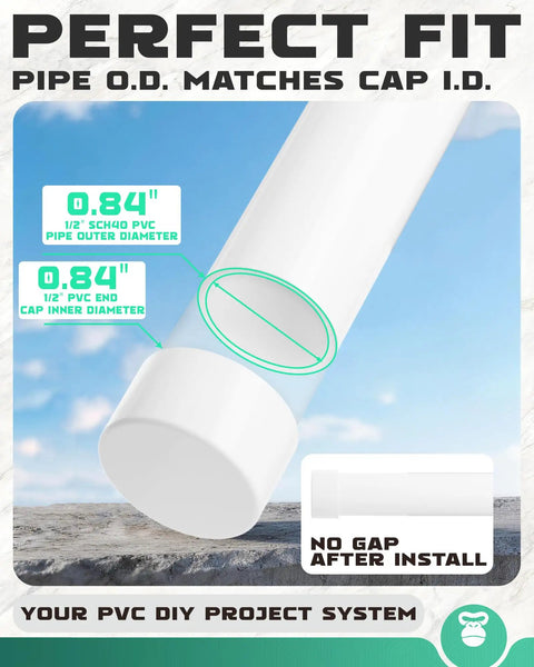 1/2 Inch PVC Pipe 6 Pack, 17 Inch Long Schedule 40 PVC Tubing For DIY Projects And Craft Frame Builds, showing fit details