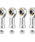SI6T K Rod End Bearing Set, 4 Pieces, 6mm Bore, Self Lubricating M6x1 Right Hand Female Thread Heim Joint With Jam Nuts, Carbon Steel Body With White Zinc Plating, 13 Degree Angular Misalignment, with jam nuts