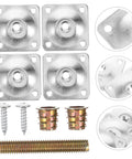 Heavy Duty Metal Mount Plates For Sweet Zero Hassle Table Leg Swaps 20 Piece Furniture Connector Kit With Secure Lock Design showing four metal plates and hardware.