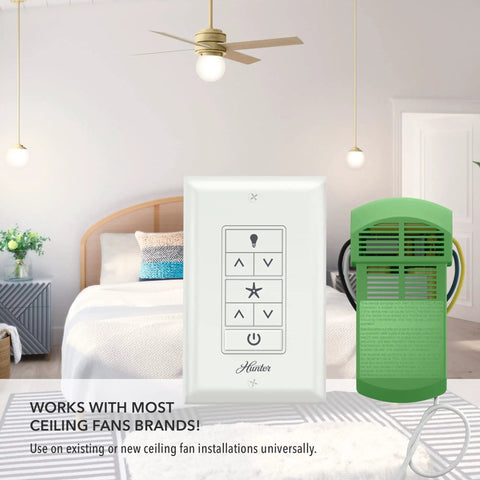 Universal Ceiling Fan Wall Control Switch With Receiver For Speed And Light, No Fuss In Wall Dimmer For Indoor Use, bedroom view