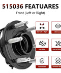4WD Front Wheel Hub Bearing 515036 Chevy Silverado Suburban Avalanche Express 1500 Tahoe 2002 to 2006 Yukon Sierra Savana 1500 Cadillac Escalade Wheel Hub Assembly showing 6-bolt hub and ABS sensor front view.