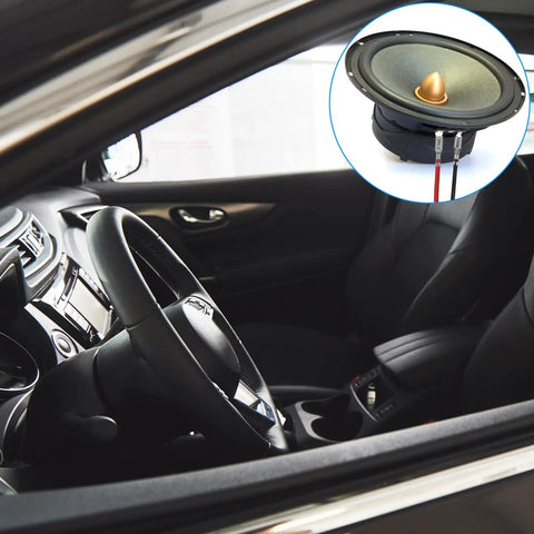 Car interior with speaker detail, part of 30 Piece Spade Crimp Terminal Kit With Insulating Sleeves And 20cm Wires In Red Black 2.8mm 4.8mm And 6.3mm Female Quick Splice Connectors For Speaker Wire Pro Grade Corrosion Resistant Tinned Copper Terminals For Automotive And Home Audio.