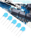 High Voltage Ceramic Disc Capacitors Set 20 Kv 1000 Pf Pro Grade HV Cap Kit For Uhf Instruments X Ray Machines And Electrostatic Generators Five Pieces Ships Worldwide blue 20kV discs on PCB
