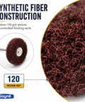 1 1 2 Inch Medium Grit Satin Finish Abrasive Buff Wheel With 1 8 Inch Shank Mounted for Rotary Tools and Flex Shaft showing synthetic fiber texture.