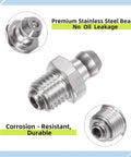 Six-pack stainless steel straight grease fittings M6x1mm, with dust caps (side view)