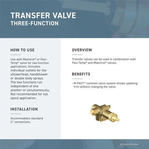 Kingsley Transfer Valve Trim In Brushed Nickel Bronze For M-PACT Systems, Requires Valve 3372 Or 3375, product overview text