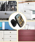 Four Pack Square Cabinet Knobs Set With Flower Chickens Fence Design Black Glass And ABS Pulls For Cabinets Dressers