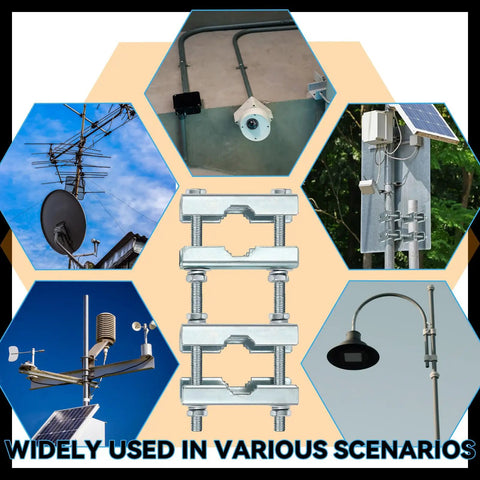 Two Pack Heavy Duty Mast To Mast Antenna Clamp Kit With V Jaw Blocks For 1 To 2.5 Inch Poles, pole-to-pole galvanized steel clamps