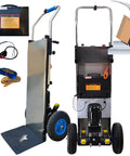 Heavy Duty Electric Hand Truck Stair Climber With Telescopic Handle And Removable 48v Big Battery showcasing its motor and wheels.