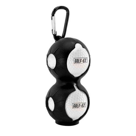 Grab And Go Golf Ball And Tee Holder With Bag Clip Holds Two Balls And Seven Tees Black, product with carabiner clip