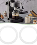 Stovetop Espresso Maker Silicone Gasket Six Pack Replacement Seal Ring near espresso machine and mugs