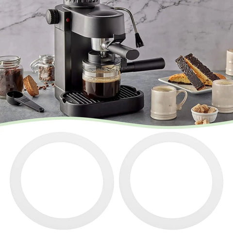 Stovetop Espresso Maker Silicone Gasket Six Pack Replacement Seal Ring near espresso machine and mugs