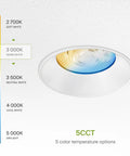 6 Inch Trimless Recessed Ceiling Lights 12 Pack Smooth Mud In Install color temperature options shown with a close-up view.