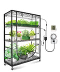 Indoor Greenhouse With Full Spectrum 5000K LED Grow Light Three-Foot Wide Grow Space For Seed Starting on five tiers.
