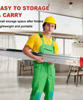 3 Step Folding A Frame Ladder, Portable Lightweight Aluminum, Dual Axis Fold Design, Ultra Compact Grab And Go For Home, Garage And DIY Projects, Easy To Carry And Store, Sturdy High Strength Construction For Safe Reaching, folded and carried indoors