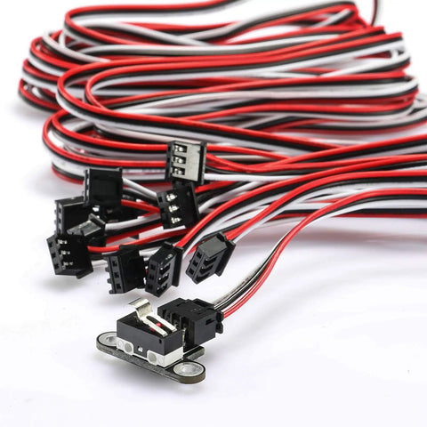 Six Pack Micro Limit Switches With 1M 3 Pin Cable For 3018 PROVer Mach3 CNC Router Upgrade Kit, switches and cables in view.