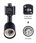 H Type Track Lighting Head To E26 Medium Screw Base Adapter Light Direction Adjustable Black Pack Of 12 Bulbs Not Included Dope