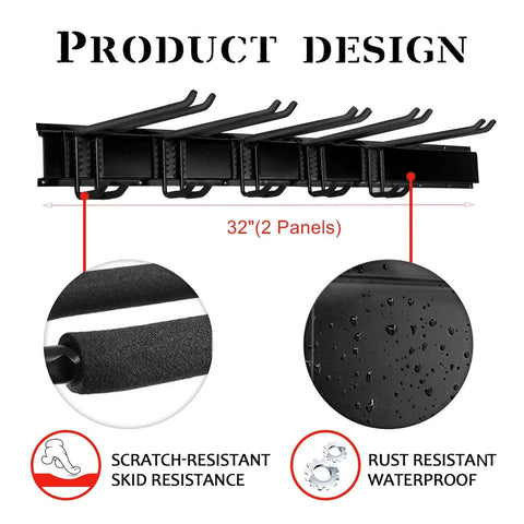 Heavy Duty Ski Wall Rack Storage System With Adjustable 32 Inch Rails Holds Up To 10 Pairs Of Skis, waterproof design
