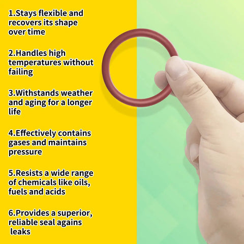 Hand holding Heavy Duty High Temp Viton O Ring Kit Pro Grade 396Pcs Metric Seals Set In 30 Sizes Brown FKM 75A O-Ring.