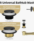 High End Matte Black Tip Toe Bathtub Drain Kit With Snap On Hair Catcher and No Sweat Leak Proof Design detailed fittings