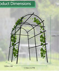 7.5 Foot Extra Tall Garden Arch Trellis With Polyethylene Coated Stainless Steel Frame dimensions view.
