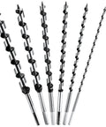NICAVKIT six 12-inch wood auger drill bits with hex shanks, 1/4–7/8 in, for wood and composite materials