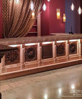 Kent Raised Panel Cabinet Column Hand Carved Rubberwood Three And Three Quarters Inch Deep Three And Three Quarters Inch Wide Thirty Five And A Half Inch Tall Ready To Paint Or Stain Perfect For Kitchen Islands Vanities Fireplace Surrounds Furniture installed in a decorative bar setting
