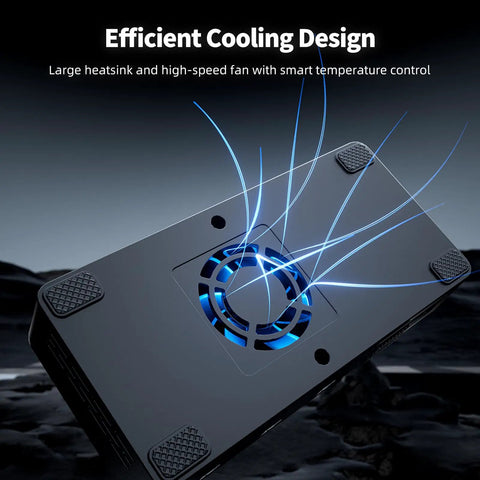 W63 FPV Drone Charger With Six Independent Ports, 3A Fast Charge, featuring efficient cooling design with fan and heatsink.