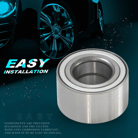 Front Left And Right Wheel Bearing And Hub Assembly For Honda Civic 1992 2000 Civic Del Sol 1993 1997 And CR V 2002 2004 Four Lug Pattern Replacement That Drops In Easy And Keeps Your Ride Smooth, shown with easy installation text and vehicle.