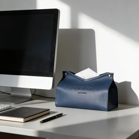 Pink PU Leather Tissue Box Cover Minimalist Modern Nordic Decor for home office and car durable rectangle tissue holder on desk