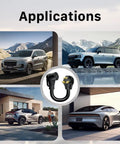 No Sweat Heavy Duty Nema 10 30P Male To 14 50R Female Ev Charger Adapter Cord shown with electric vehicles in various locations.