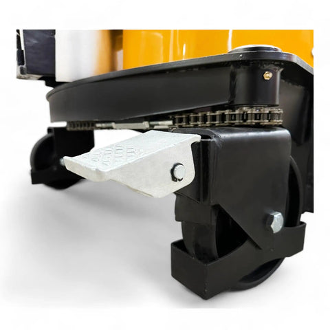 Heavy Duty Semi Electric Wide Leg Pallet Stacker With 3307 Pound Load Capacity And 78 Inch Lift Height Featuring Adjustable Base Frame Legs Built Tough To Haul Serious Weight And Crush Daily Warehouse Grind Made In North America
