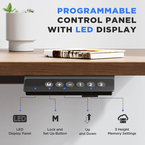 ZTTEN Dual Motor Electric Standing Desk Frame Heavy Duty Black Base control panel with LED display and memory settings.
