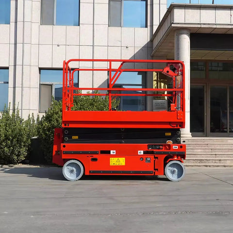 Heavy Duty Scissor Lift Platform For Smooth Station Connection And Quick Material Height Adjustment Transform Your Workshop Workflow While Safely Moving Big Loads With Zero Sweat Now, seen from the side, raised position.