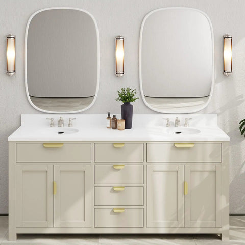 Vanity cabinet with 20 Pack 3 Inch Gold Cabinet Handles And Drawer Pulls Finger Pulls For Cabinets Edge Pulls And Flat Drawer Handles Kitchen Hardware Heavy Duty 1.5mm Thick Build No Fuss Installation With Phillips Screwdriver