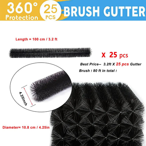 5 Inch Gutter Guard Brush Filter Pack With 80 Ft Total Length Fits Standard 5 Inch And K Style Gutters Leaf Debris Guard
