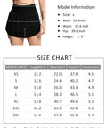 Athletic Skorts With Elastic Waistband Quick Dry 4 Way Stretch Fabric Mesh Liner Zipper Pockets Size Chart and Measurements