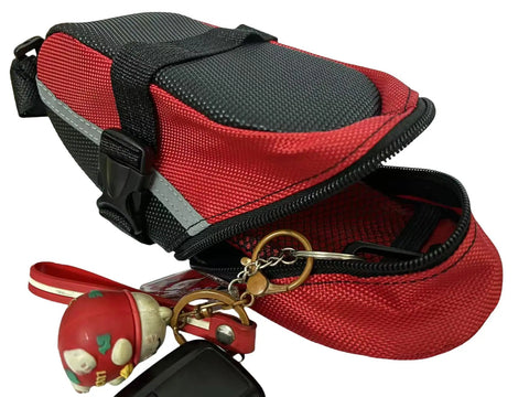 Waterproof Bike Saddle Bag For Mountain And Road Bikes With Built In Keychain Easy Install Seat Pack Durable Oxford Fabric Red