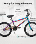 Rainbow oil slick finish Gemsbok 20 Inch Kids BMX Bike for Boys and Girls Ages 7 to 12 with dual hand brakes and Hi-Ten frame.