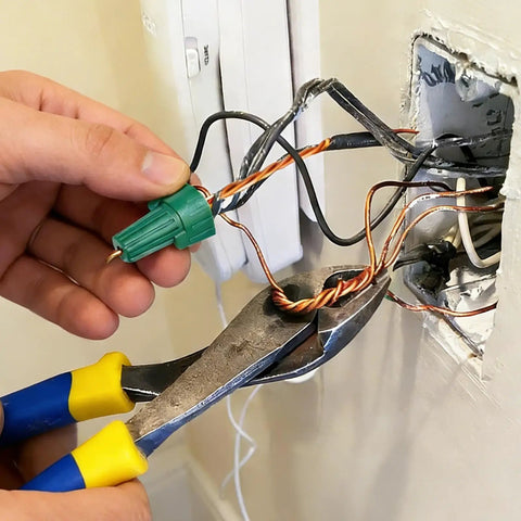 Installing Winged Ground Wire Connector Nuts Pack Of 100, UL 467 And CSA Listed, for safer electrical grounding in a junction box