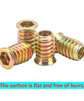 Built To Last Durable Threaded Insert Nuts For Wood With Hex Drive M5x10mm Set Of 20, Zinc Plated Carbon Steel Wood Fasteners