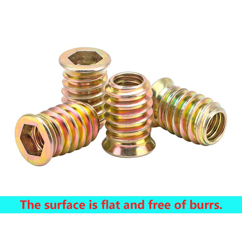 Built To Last Durable Threaded Insert Nuts For Wood With Hex Drive M5x10mm Set Of 20, Zinc Plated Carbon Steel Wood Fasteners