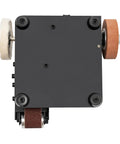 Heavy Hitter Mini Belt Sander With 350W All Copper Motor And 10 Included Abrasive Belts Speed Adjustable top view with attached belts.