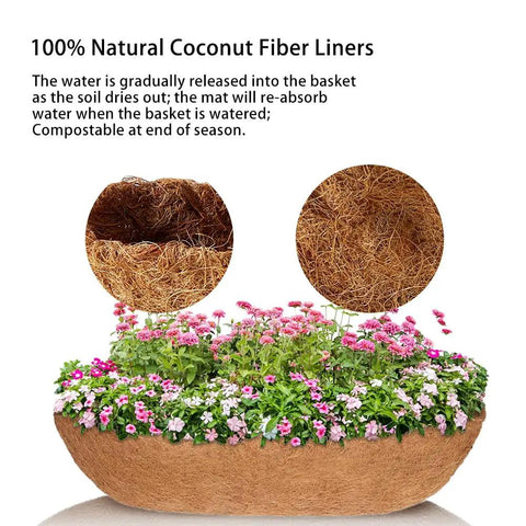 Three Pack 30 Inch Coco Liners For Planters Pre Formed Coir Liners Fit Window Boxes Fence Baskets And Garden Pots Durable Coconut Fiber Replacement For Easy Planting