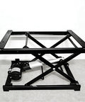 Cool Electric Scissor Lift Table With Remote Control Height Adjustable Lifting Platform showing black frame and lifting mechanism.