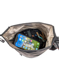 Faraday Tote Dry Bag 7L Capacity Waterproof Signal Blocking For Phones Tablets Radios On The Go, open with electronics inside