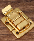 Old School Toggle Hasp Latches Set Gold Tone Metal Buckle Locks 28x40mm for Jewelry Boxes and Wooden Cases