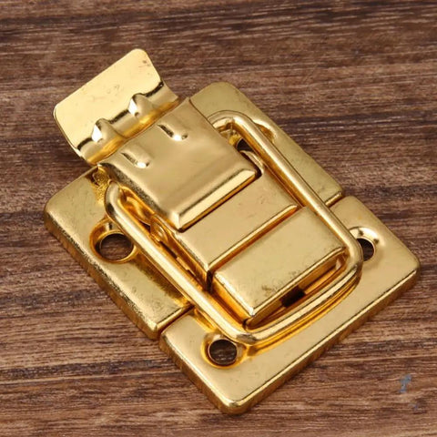 Old School Toggle Hasp Latches Set Gold Tone Metal Buckle Locks 28x40mm for Jewelry Boxes and Wooden Cases