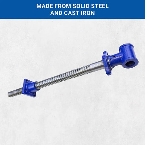 18 Inch Diy Vise Screw For Custom Benches With Beefy Solid Steel Main Screw And Cast Iron Body In Blue Metallic Finish